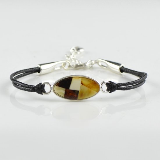 Leather Amber bracelet for men